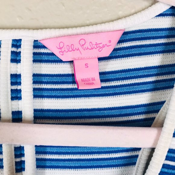 Lilly Pulitzer Blue & White Striped Halter Mini Dress - Picture 3 of 10